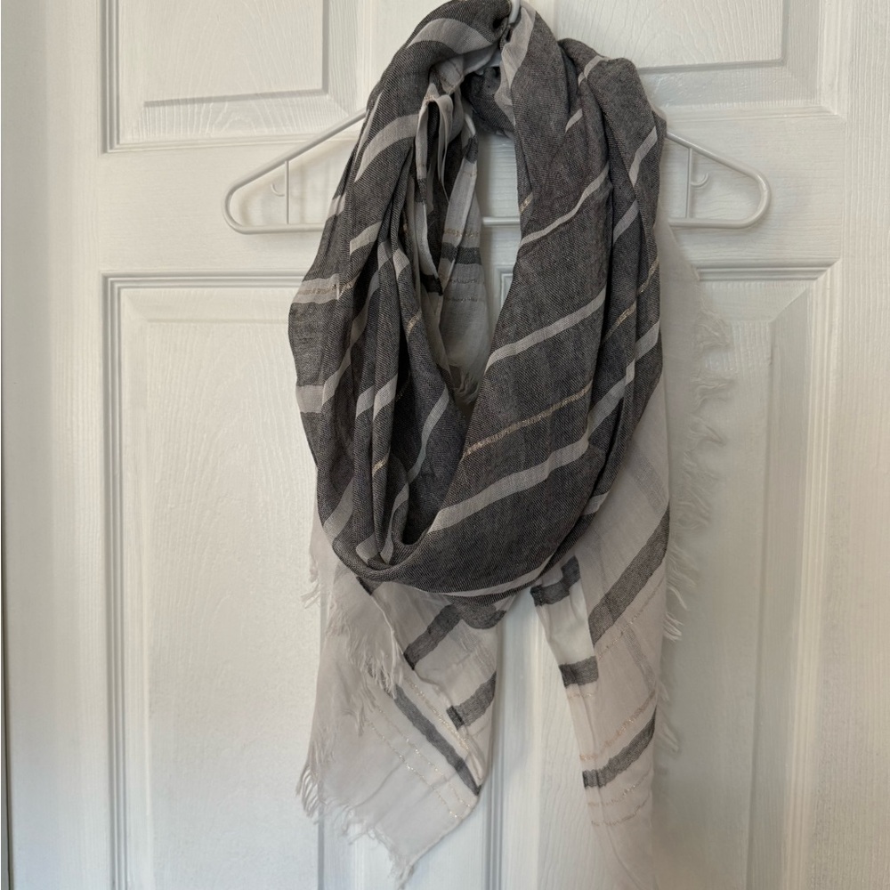 Victoria's Secret Gray and White Striped Scarf